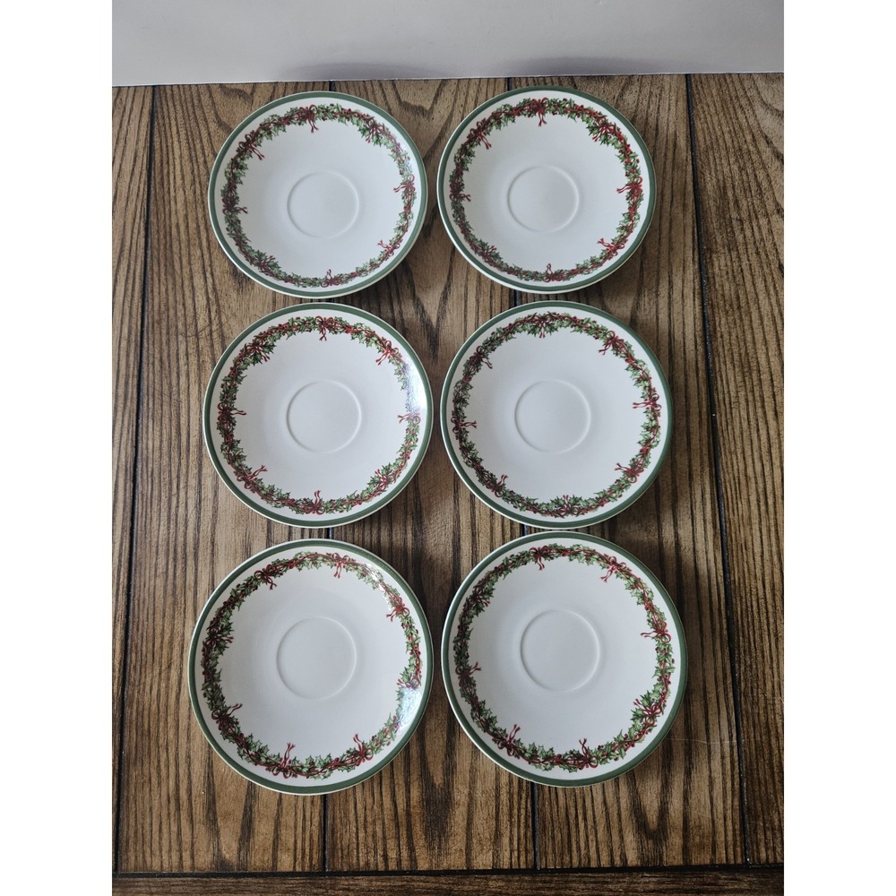 Christopher Radko Traditions Holiday Celebrations Christmas Saucers Set Of 6